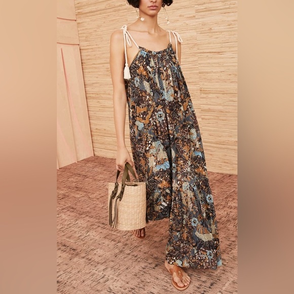 Ulla Johnson Cari Coverup Batik Size Large Maxi Dress Tassel Shoulder Ties Beach - Picture 1 of 15